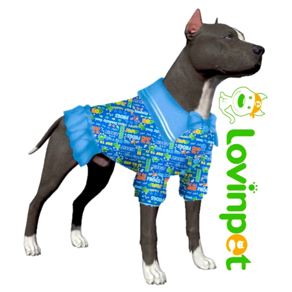 LOVINPET Soft Flannel Dog Dress In Happy Frogs Size XXL